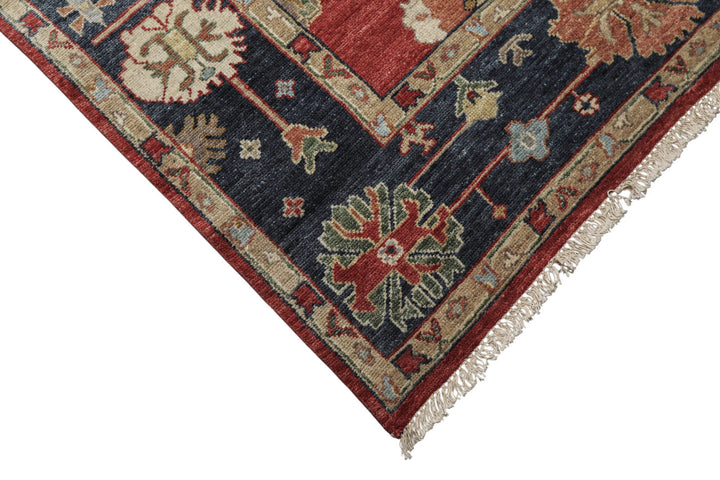 6x9 Red, Navy, Gold Color Hand Knotted Oushak Wool Traditional Oriental Rug