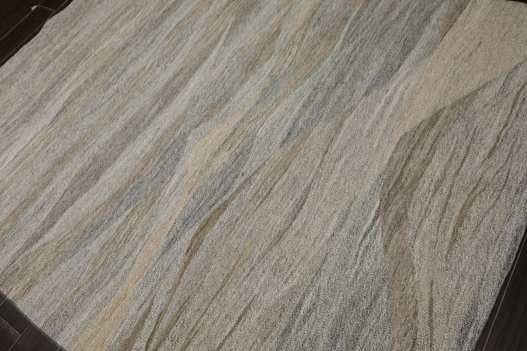 5x7 White, Beige, Gray Color Hand Woven  Fabric & PET yarn Modern Oriental Rug