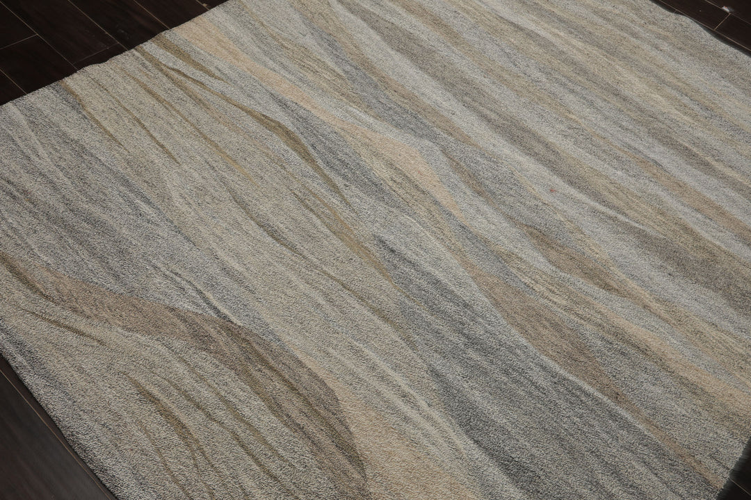 5x7 White, Beige, Gray Color Hand Woven  Fabric & PET yarn Modern Oriental Rug