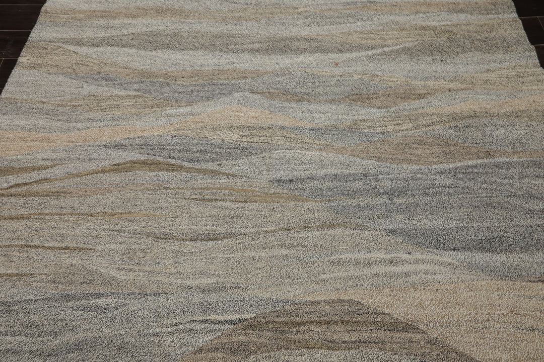 5x7 White, Beige, Gray Color Hand Woven  Fabric & PET yarn Modern Oriental Rug