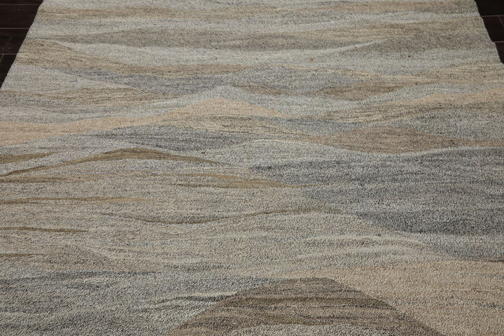 5x7 White, Beige, Gray Color Hand Woven  Fabric & PET yarn Modern Oriental Rug
