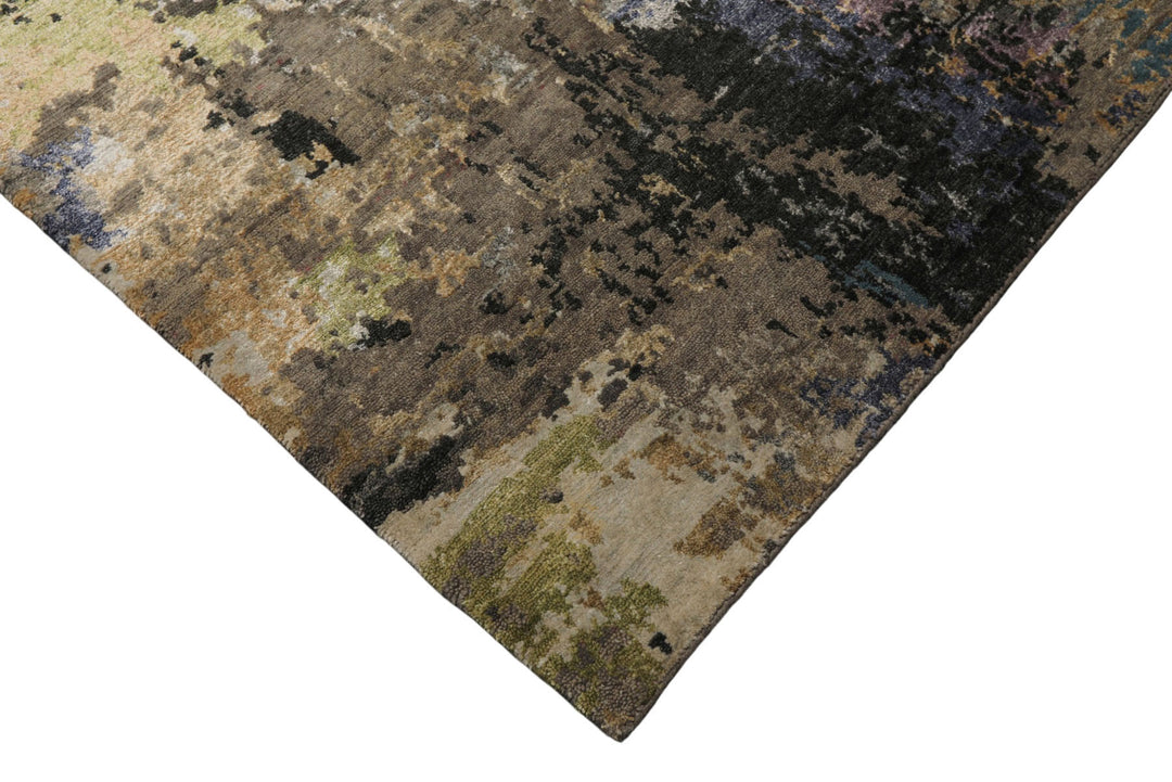 6x9 Gray, Beige, Teal Color Hand Knotted Sherpa Wool &amp; Bamboo Silk Modern Oriental Rug