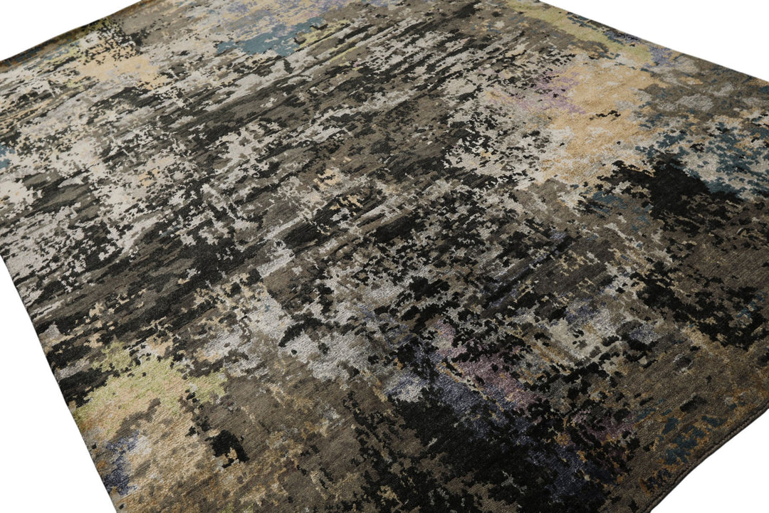 6x9 Gray, Beige, Teal Color Hand Knotted Sherpa Wool &amp; Bamboo Silk Modern Oriental Rug