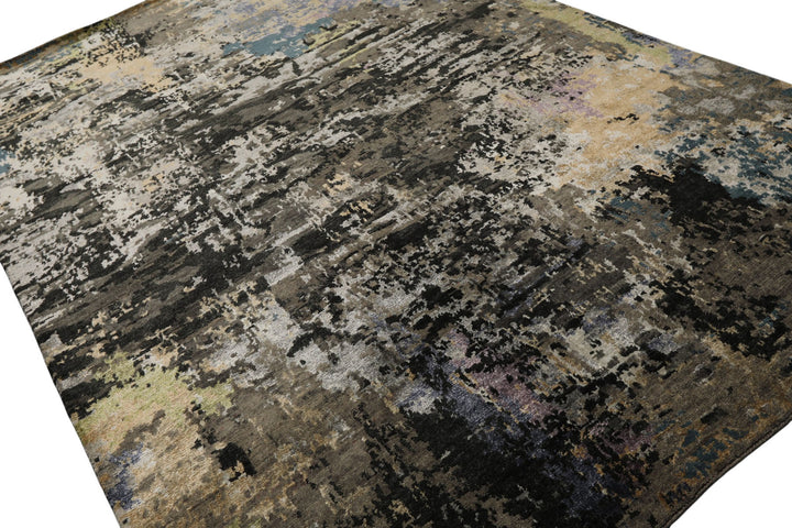 6x9 Gray, Beige, Teal Color Hand Knotted Sherpa Wool &amp; Bamboo Silk Modern Oriental Rug