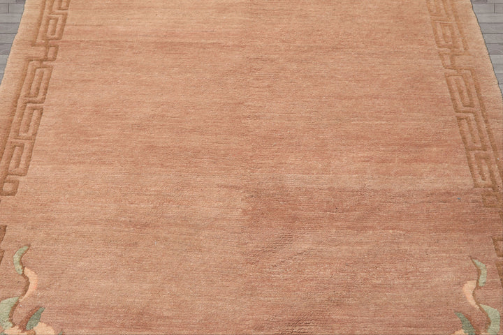 4x6 Taupe, Brown, Mint Color Hand Knotted Tibetan Wool Traditional Oriental Rug