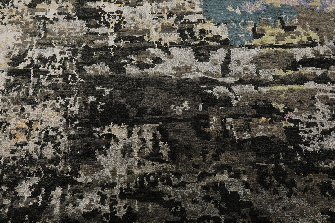 6x9 Gray, Beige, Teal Color Hand Knotted Sherpa Wool &amp; Bamboo Silk Modern Oriental Rug