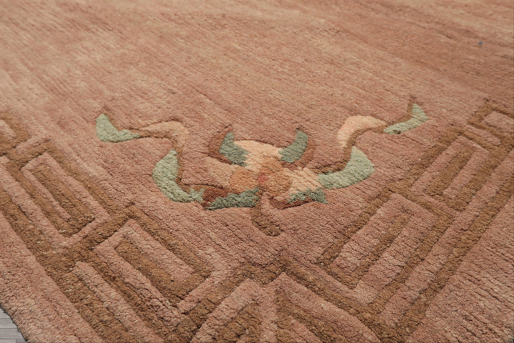 4x6 Taupe, Brown, Mint Color Hand Knotted Tibetan Wool Traditional Oriental Rug