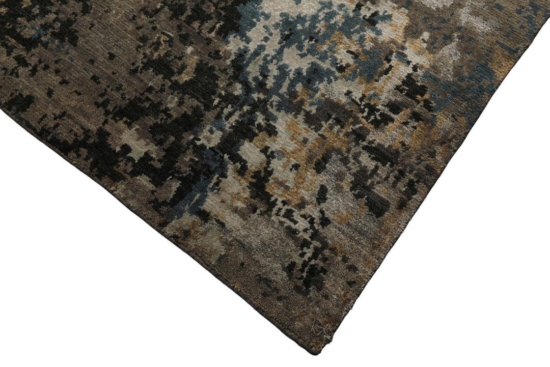 6x9 Gray, Beige, Teal Color Hand Knotted Sherpa Wool &amp; Bamboo Silk Modern Oriental Rug