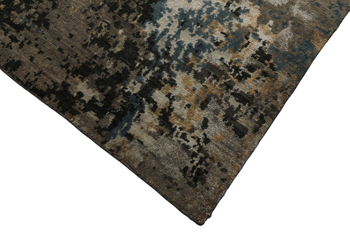 6x9 Gray, Beige, Teal Color Hand Knotted Sherpa Wool &amp; Bamboo Silk Modern Oriental Rug