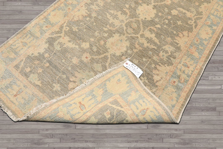 3x5 Gray, Aqua, Moss Color Hand Knotted Peshawar Wool Traditional Oriental Rug
