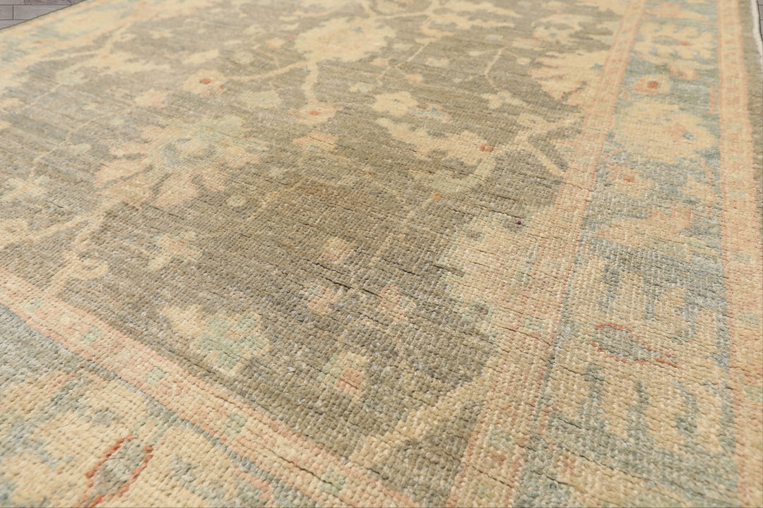 3x5 Gray, Aqua, Moss Color Hand Knotted Peshawar Wool Traditional Oriental Rug