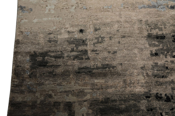 6x9 Beige, Taupe, Blue Color Hand Knotted Sherpa Bamboo Silk Modern Oriental Rug