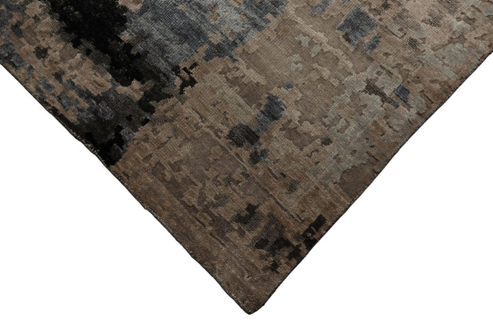 6x9 Beige, Taupe, Blue Color Hand Knotted Sherpa Bamboo Silk Modern Oriental Rug