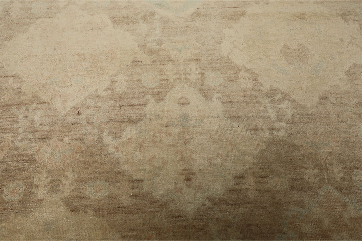 8x10 Beige, Brown, Celadon Gold Color Hand Knotted Oushak Wool Traditional Oriental Rug