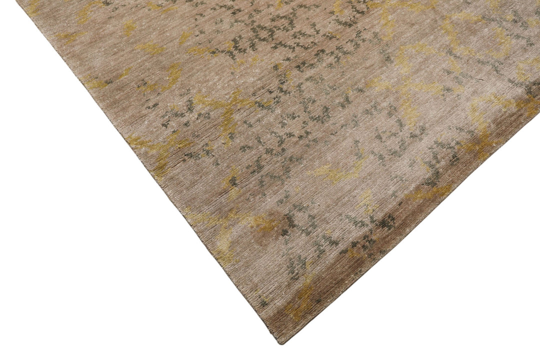 8x10 Taupe, Gray, Gold Color Hand Knotted Sherpa Bamboo Silk Modern Oriental Rug
