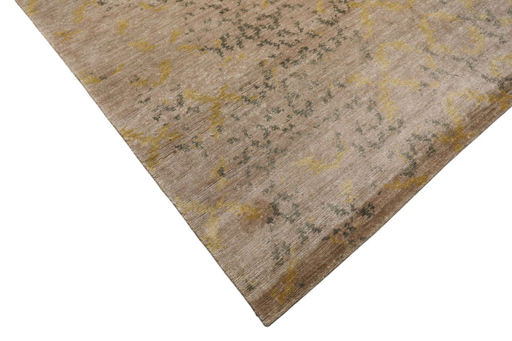 8x10 Taupe, Gray, Gold Color Hand Knotted Sherpa Bamboo Silk Modern Oriental Rug