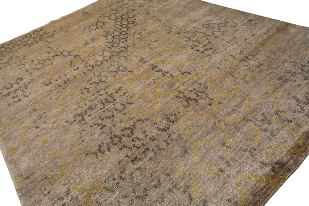 8x10 Taupe, Gray, Gold Color Hand Knotted Sherpa Bamboo Silk Modern Oriental Rug