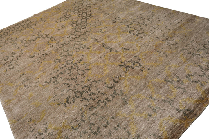 8x10 Taupe, Gray, Gold Color Hand Knotted Sherpa Bamboo Silk Modern Oriental Rug