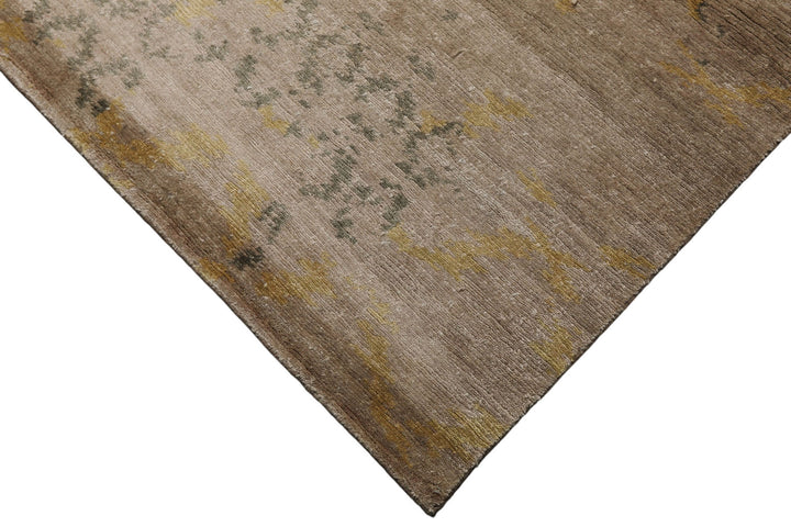 8x10 Taupe, Gray, Gold Color Hand Knotted Sherpa Bamboo Silk Modern Oriental Rug