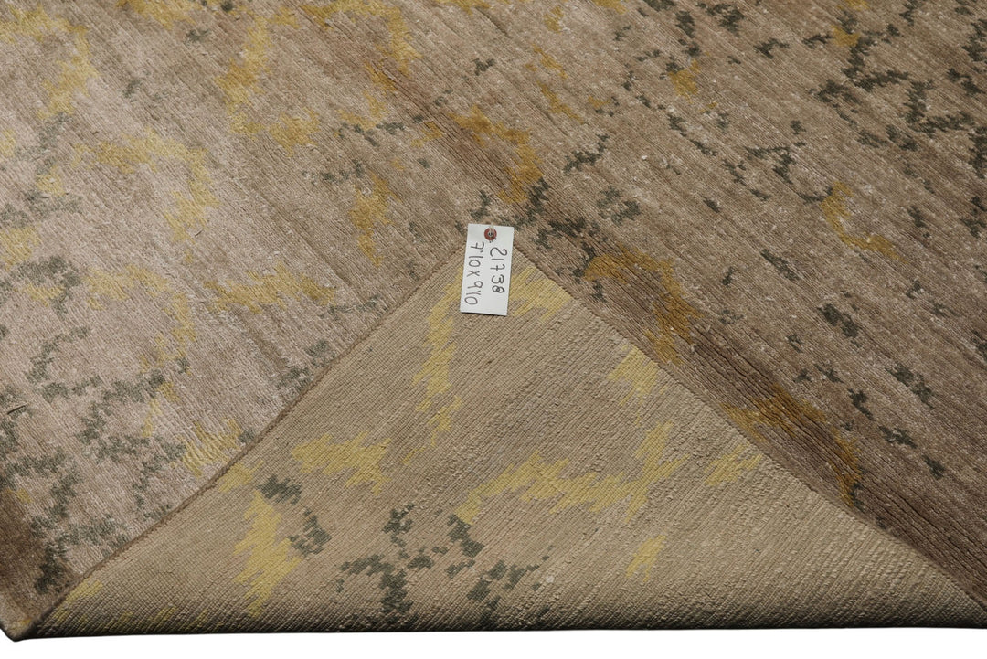 8x10 Taupe, Gray, Gold Color Hand Knotted Sherpa Bamboo Silk Modern Oriental Rug