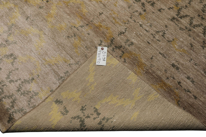 8x10 Taupe, Gray, Gold Color Hand Knotted Sherpa Bamboo Silk Modern Oriental Rug