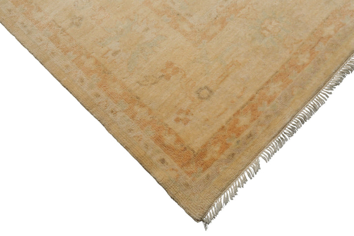 9x12 Beige, Tan, Gray Color Hand Knotted Oushak Wool Traditional Oriental Rug