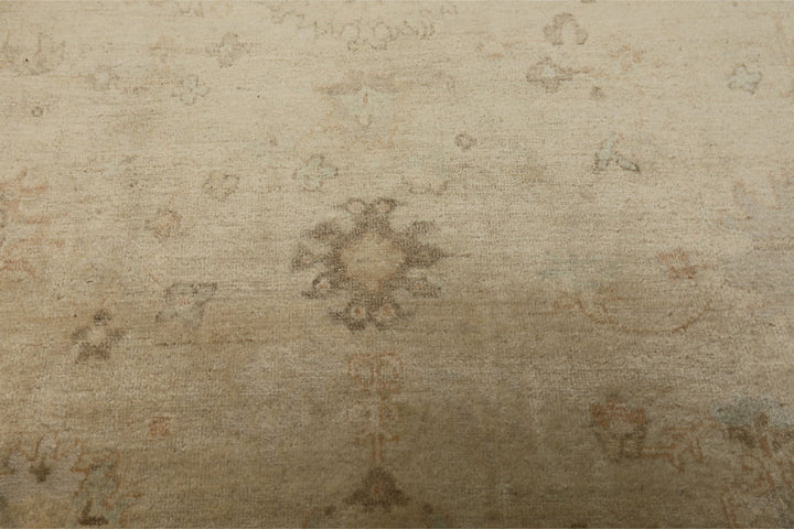 9x12 Beige, Tan, Gray Color Hand Knotted Oushak Wool Traditional Oriental Rug
