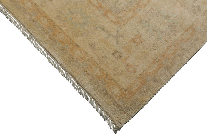 9x12 Beige, Tan, Gray Color Hand Knotted Oushak Wool Traditional Oriental Rug