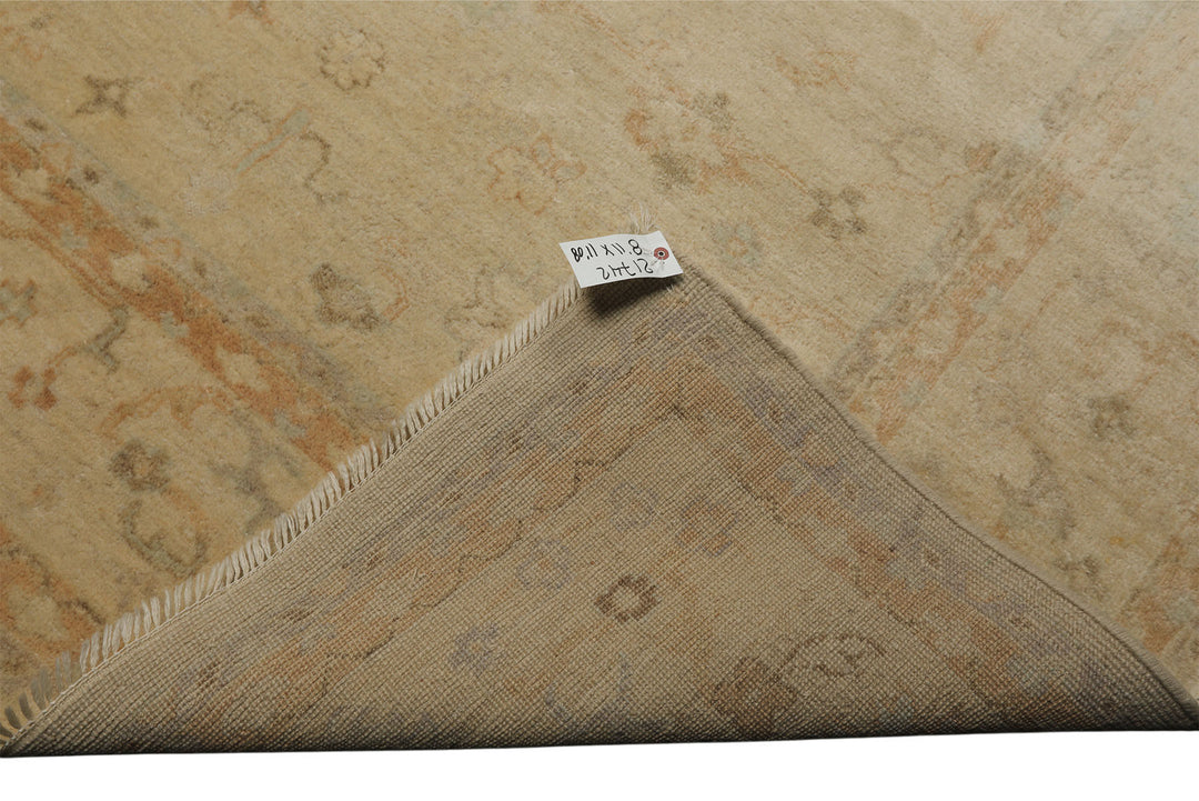 9x12 Beige, Tan, Gray Color Hand Knotted Oushak Wool Traditional Oriental Rug