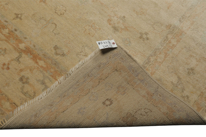 9x12 Beige, Tan, Gray Color Hand Knotted Oushak Wool Traditional Oriental Rug
