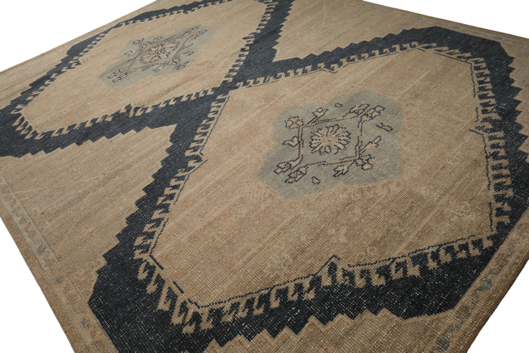 8x10 Beige, Taupe, Brown Color Hand Knotted Oushak Wool Traditional Oriental Rug