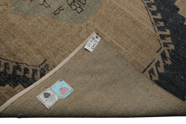 8x10 Beige, Taupe, Brown Color Hand Knotted Oushak Wool Traditional Oriental Rug