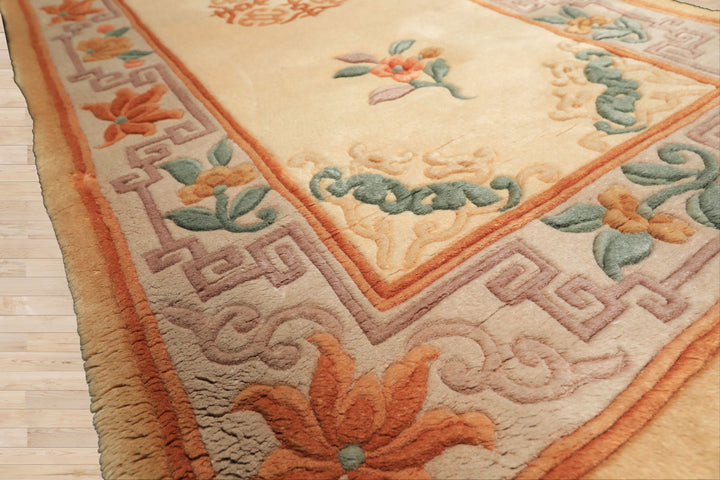2x4 Ivory, Taupe, Brown Color Hand Knotted Chinese Art Deco Wool Traditional Oriental Rug