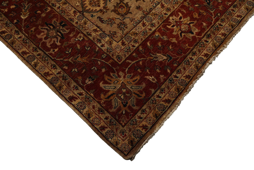 9x12 Brown, Rust, Beige Color Hand Knotted Agra Wool Traditional Oriental Rug