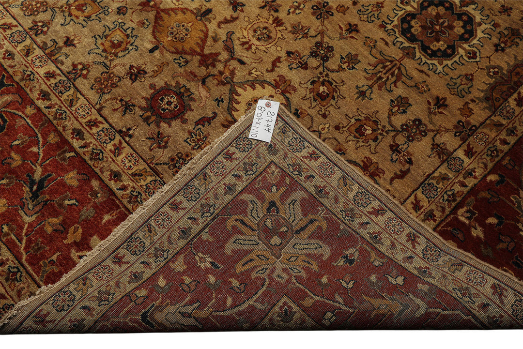 9x12 Brown, Rust, Beige Color Hand Knotted Agra Wool Traditional Oriental Rug