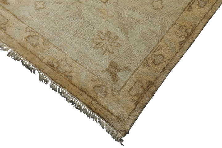 9x12 Beige, Seafoam, Brown Color Hand Knotted Oushak Wool Transitional Oriental Rug