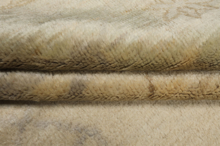 9x12 Beige, Seafoam, Brown Color Hand Knotted Oushak Wool Transitional Oriental Rug