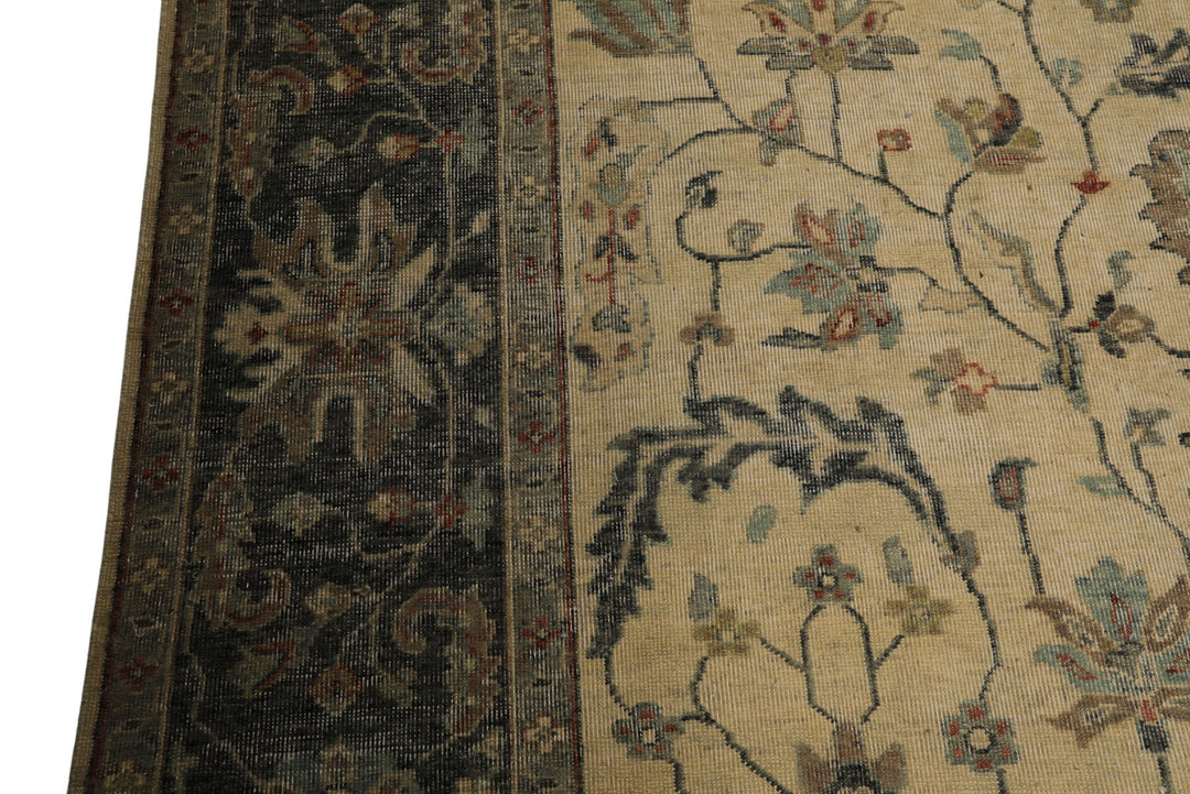 9x12 Beige, Gray, Aqua Color Hand Knotted  Wool Transitional Oriental Rug
