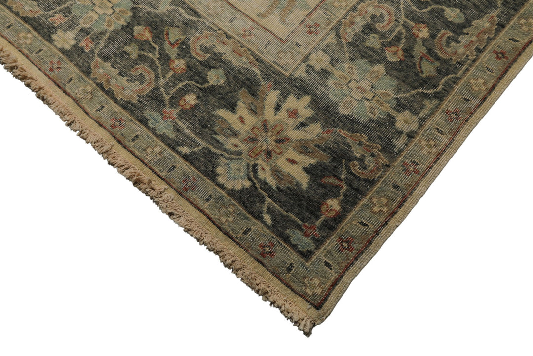 9x12 Beige, Gray, Aqua Color Hand Knotted  Wool Transitional Oriental Rug