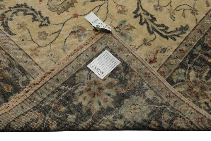 9x12 Beige, Gray, Aqua Color Hand Knotted  Wool Transitional Oriental Rug