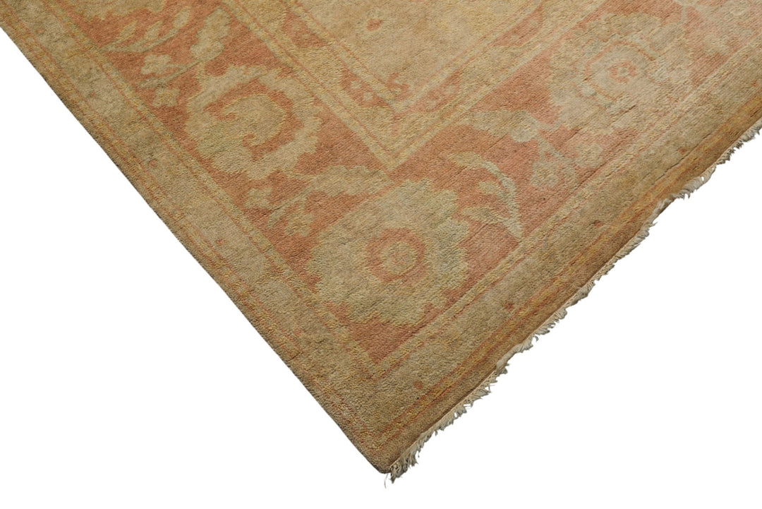 8x10 Beige, Rose, Gray Color Hand Knotted Oushak Wool Traditional Oriental Rug