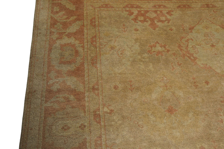 8x10 Beige, Rose, Gray Color Hand Knotted Oushak Wool Traditional Oriental Rug
