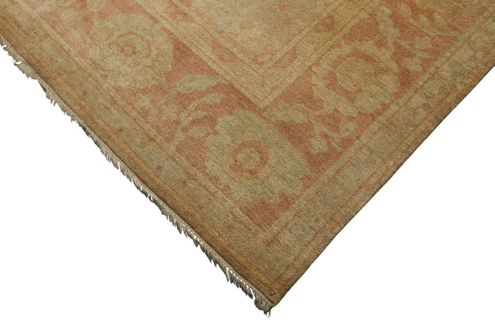 8x10 Beige, Rose, Gray Color Hand Knotted Oushak Wool Traditional Oriental Rug