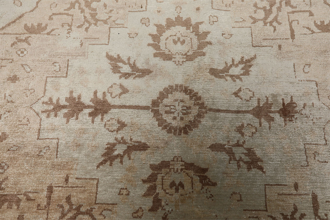 9x12 Beige, Brown, Peach Color Hand Knotted Oushak Bamboo Silk Traditional Oriental Rug