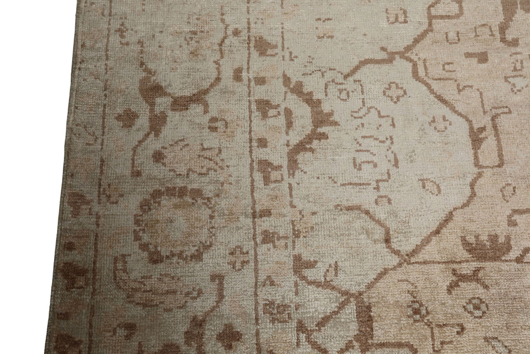 9x12 Beige, Brown, Peach Color Hand Knotted Oushak Bamboo Silk Traditional Oriental Rug