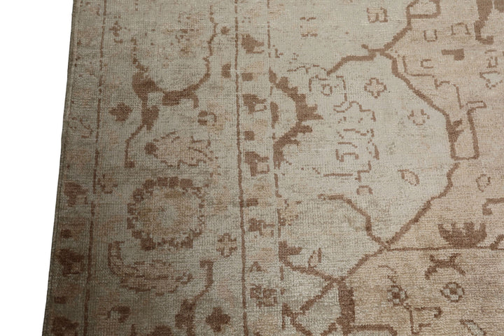 9x12 Beige, Brown, Peach Color Hand Knotted Oushak Bamboo Silk Traditional Oriental Rug
