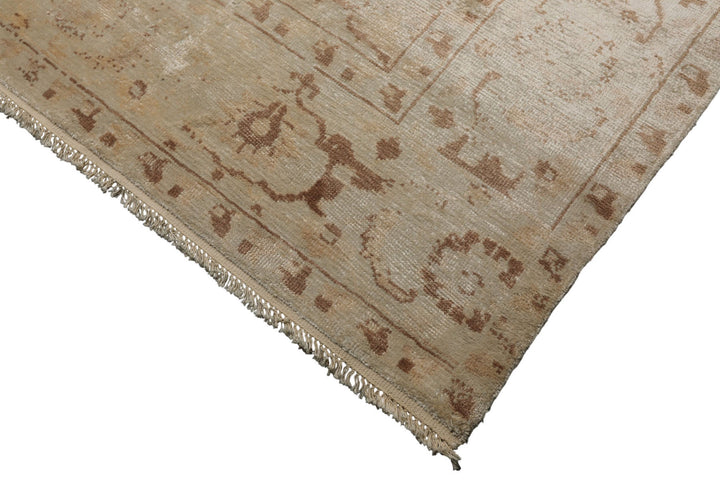 9x12 Beige, Brown, Peach Color Hand Knotted Oushak Bamboo Silk Traditional Oriental Rug