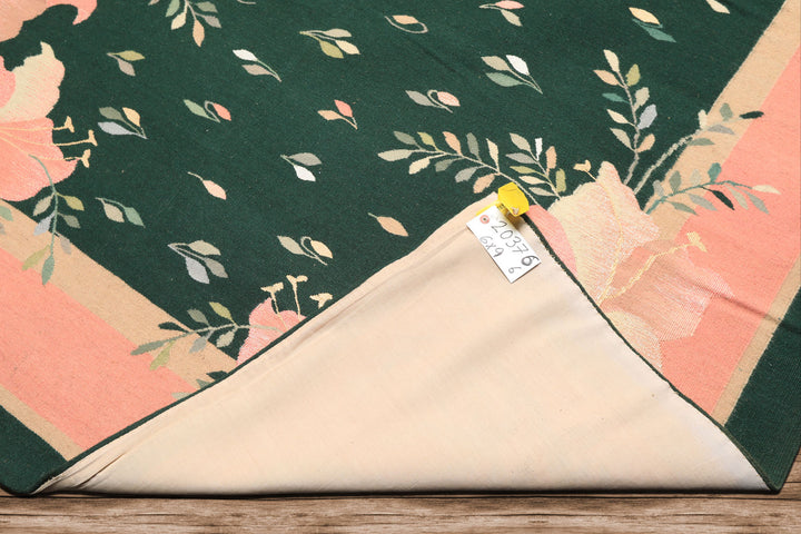 6x9 Green, Pink, Beige Color Hand Woven Durry Kilim Wool Traditional Oriental Rug