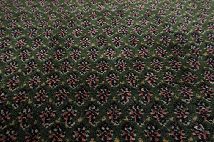 4x6 Green, Ivory, Blue Color Hand Knotted Boteh Wool Traditional Oriental Rug