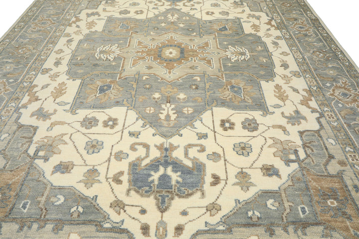 10x14 Ivory
, Gray
, Brown
 Color Hand Knotted Oushak
 Wool Traditional Oriental Rug
